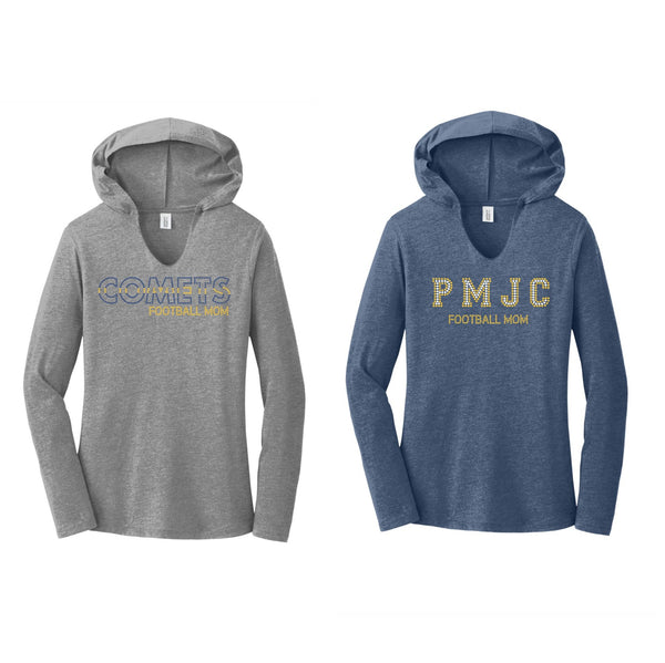 PMJC Rhinestone Football Mom Long Sleeve Hoodie