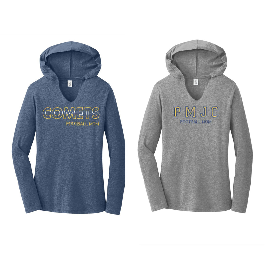PMJC Rhinestone Football Mom Long Sleeve Hoodie