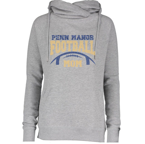 PM Football Mom Funnel Neck Hooded Pullover