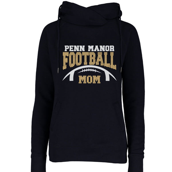 PM Football Mom Funnel Neck Hooded Pullover